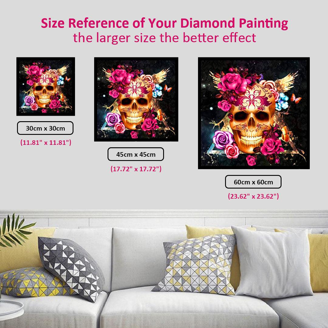 Golden Skull with Roses Diamond Painting