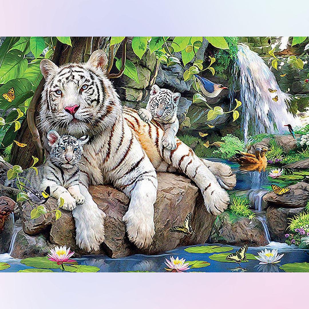 Tigers Rest be the Lotus Pond Diamond Painting