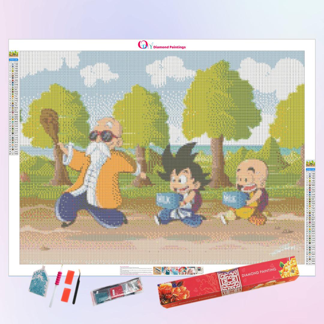 Kame Sennin Training Goku and Kuririn Diamond Painting