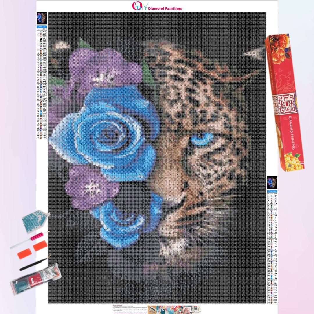 Leopard with Rose Diamond Painting