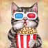Cat with Popcorn Diamond Painting