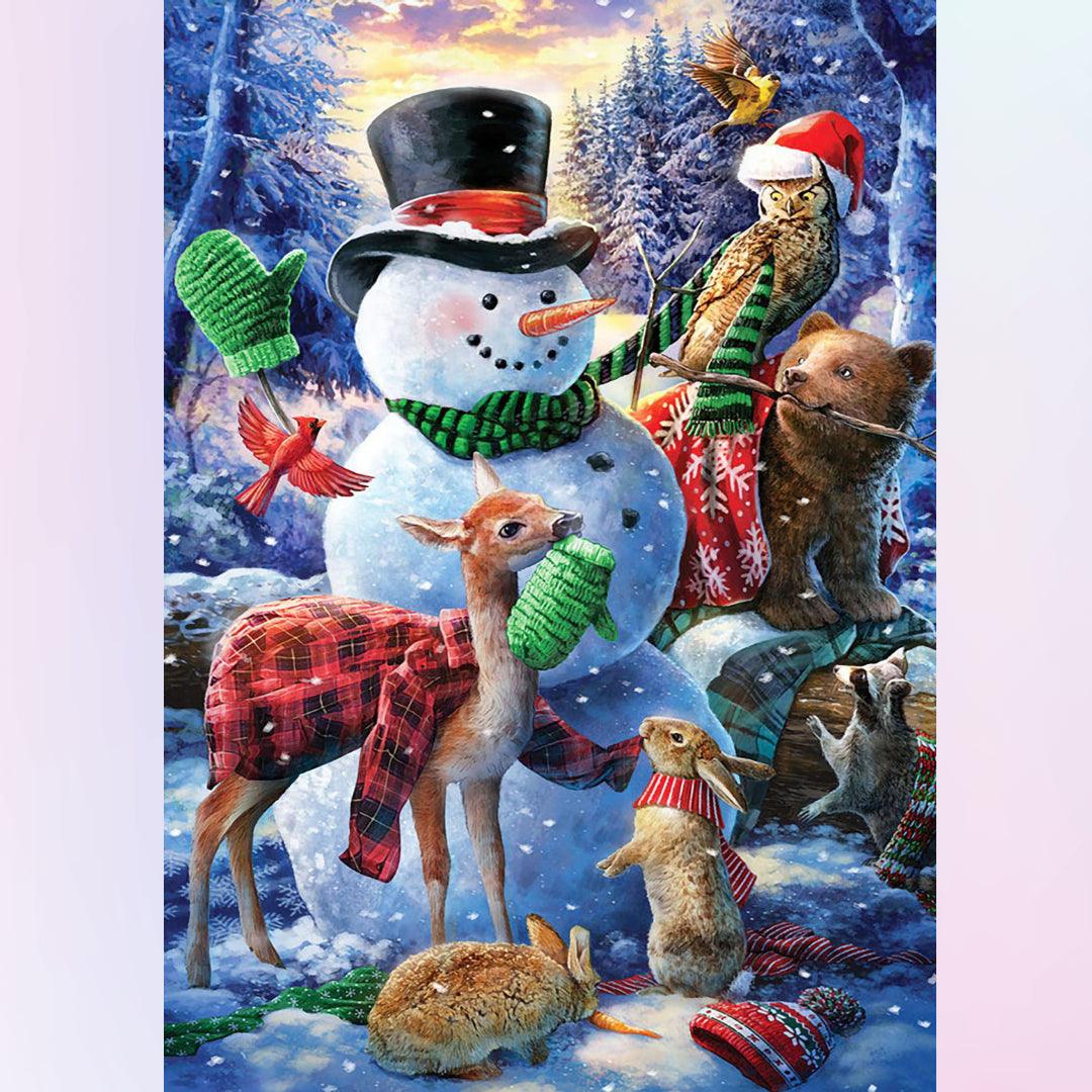 Snowman with Forest Friends Diamond Painting
