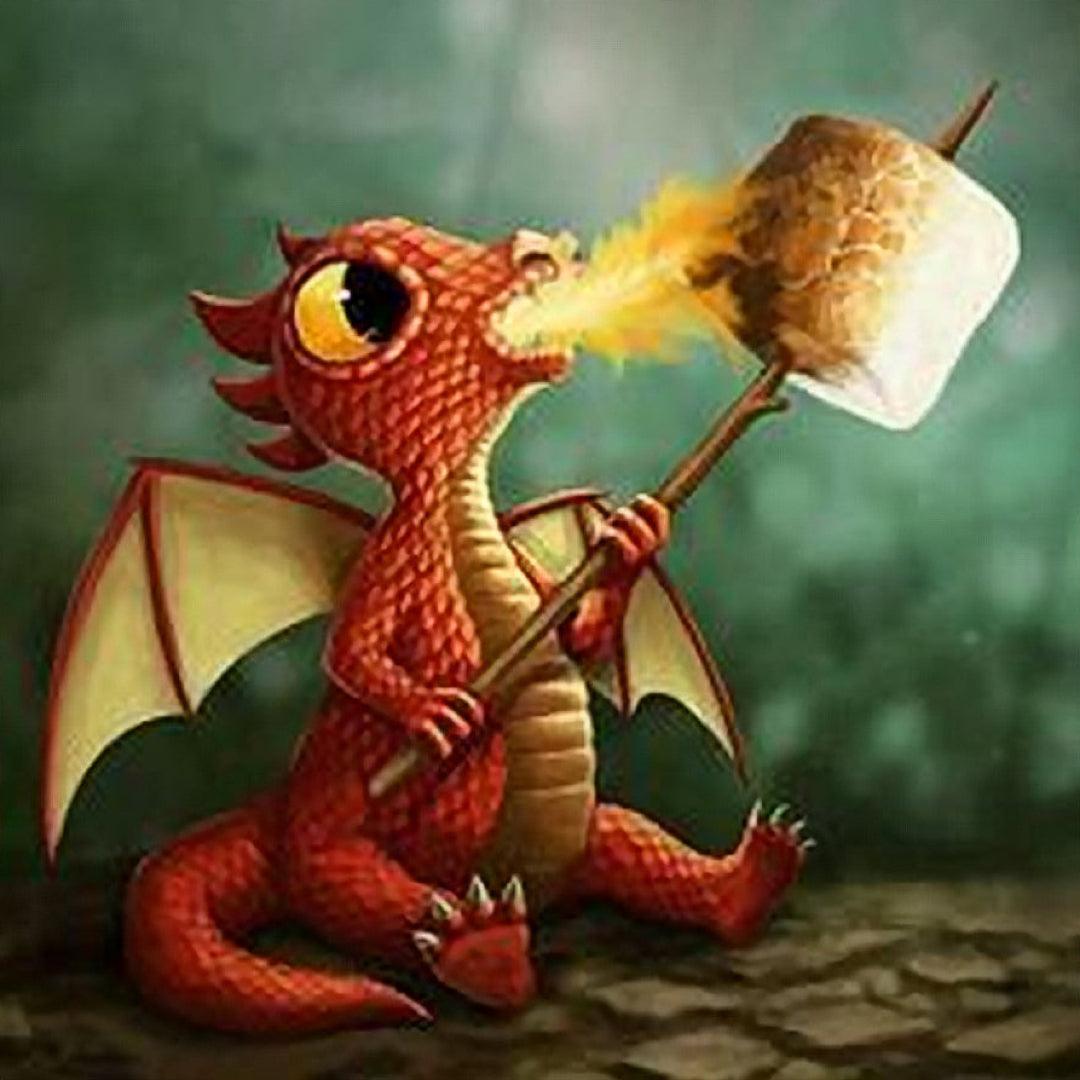 Little Dragon Spitting Fire for BBQ Diamond Painting