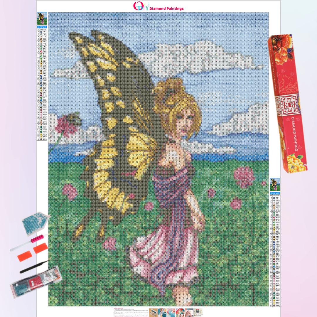 Butterfly Fairy in the Field of Clovers Diamond Painting