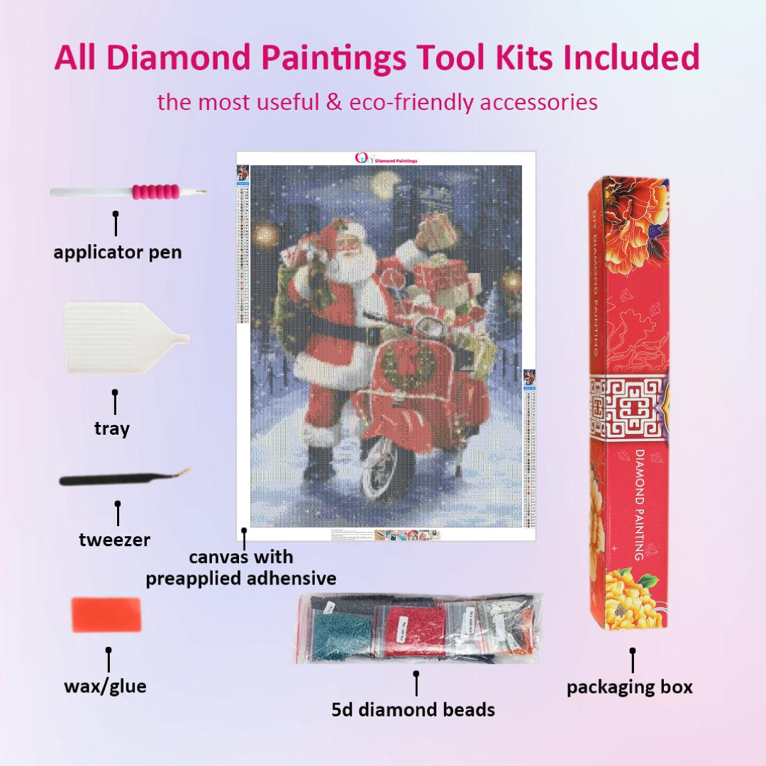 Modern Santa Claus Sending Gifts by Motorcycle Diamond Painting