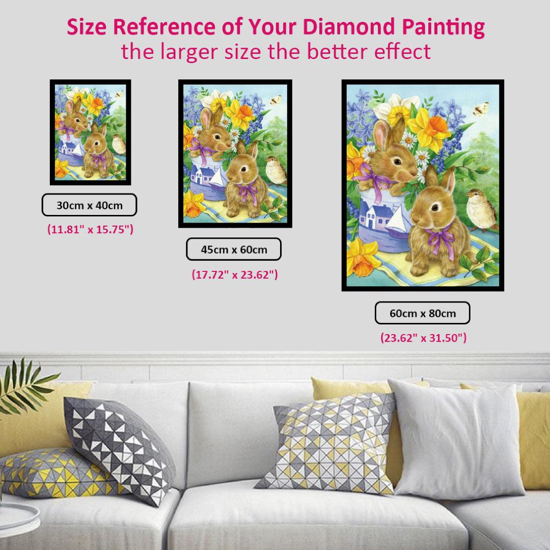 Rabbits with Flowers Diamond Painting