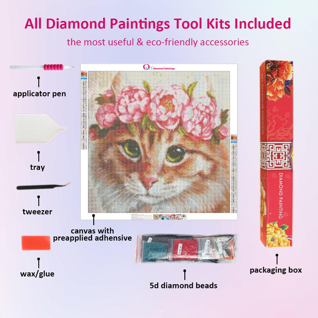 Cat with Flower Crown Diamond Painting