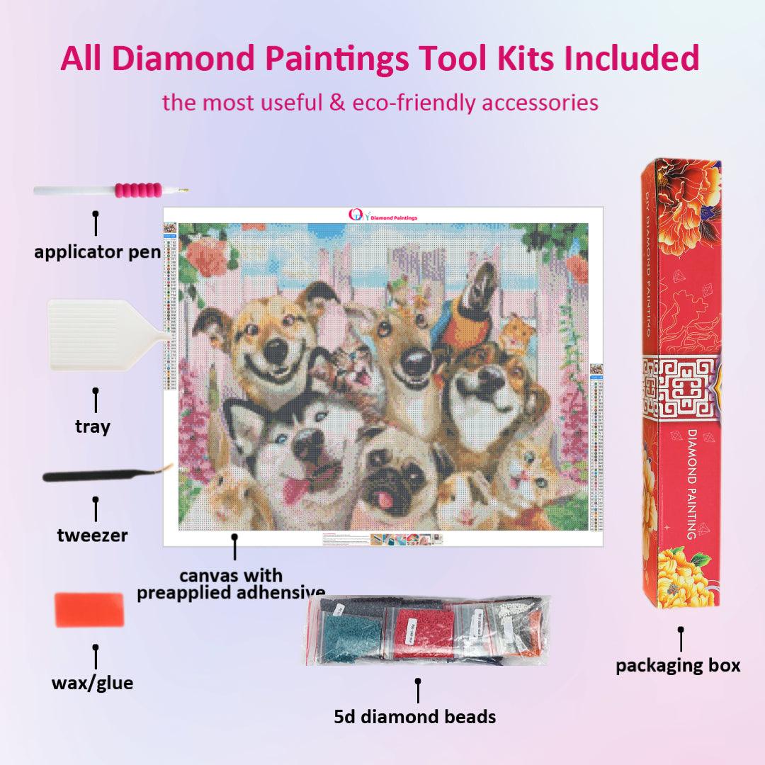 Cute Animals Group Photo in Spring Diamond Painting