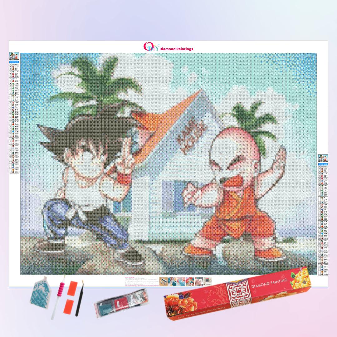 Little Goku and Kuririn Exchange Martial Arts Skills Diamond Painting