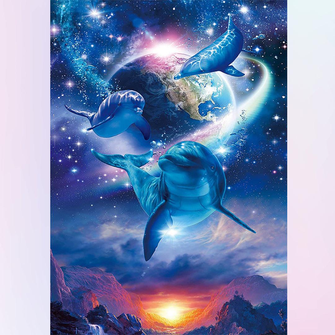 Dolphin Space Travelling Diamond Painting