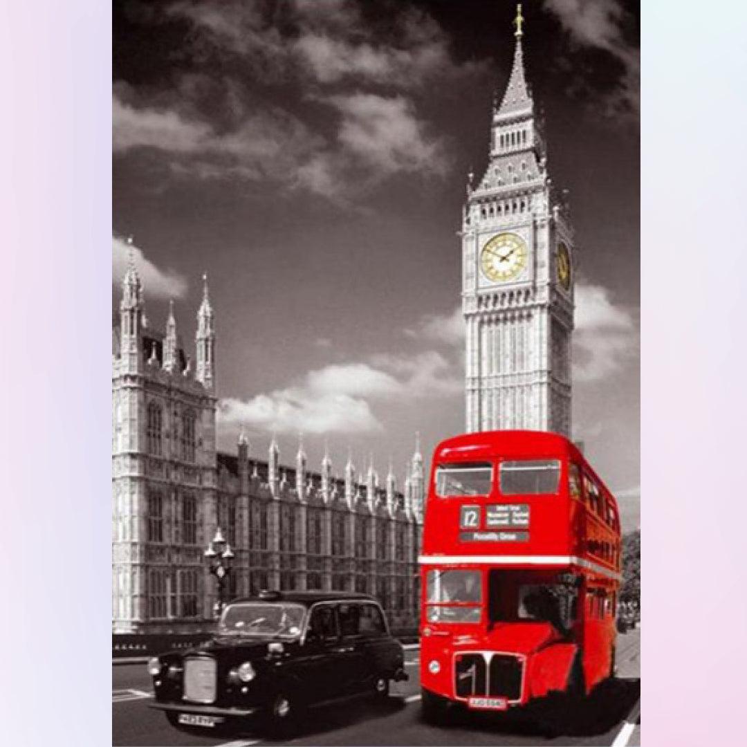 London Red Bus and Big Ben Diamond Painting