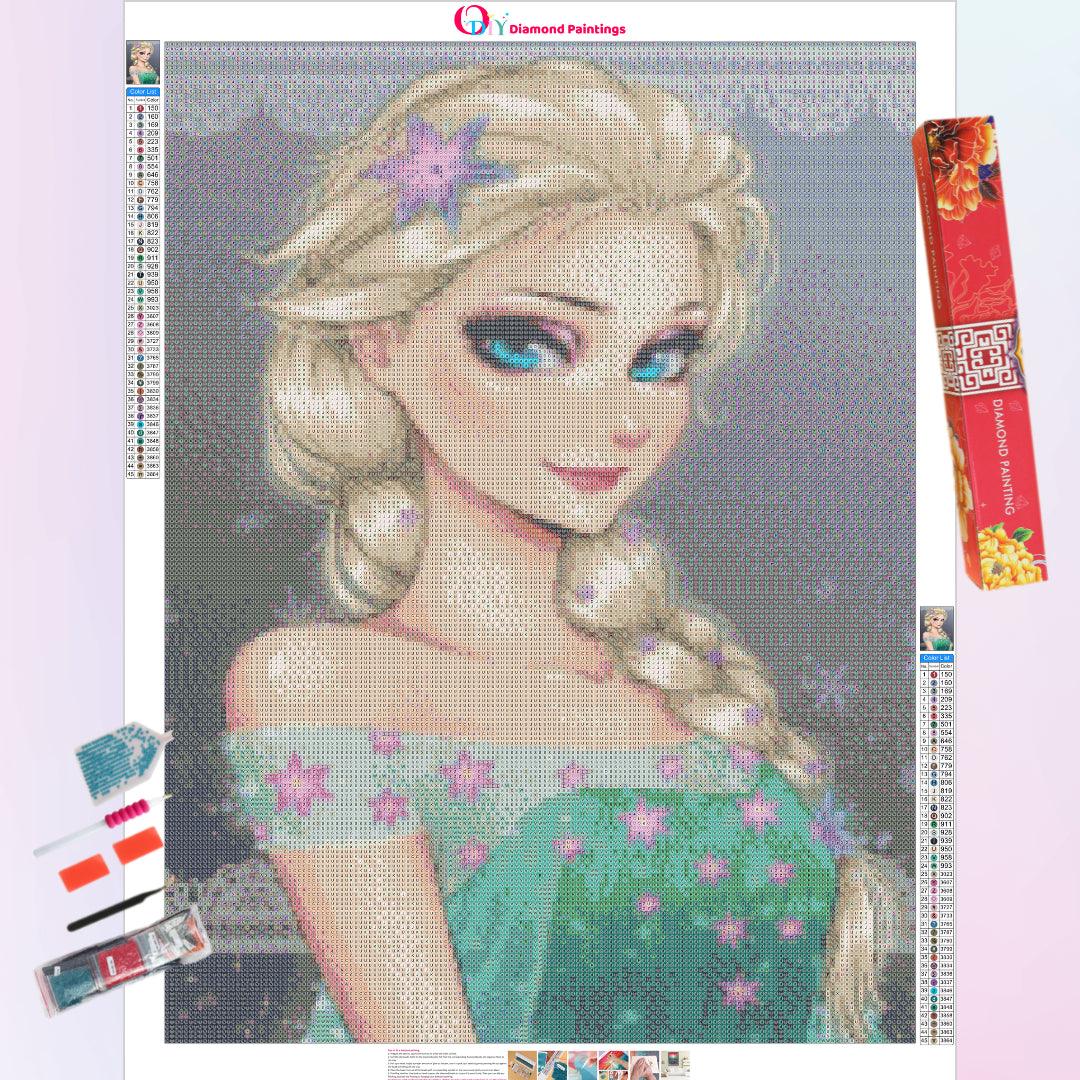 Elsa in Beautiful Floral Dress Diamond Painting