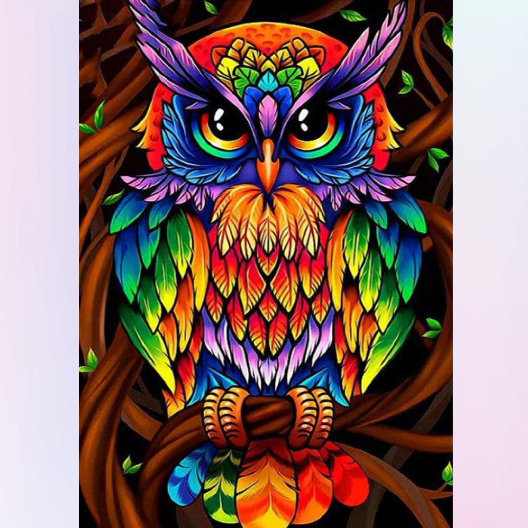 Owl in Rainbow Color Diamond Painting