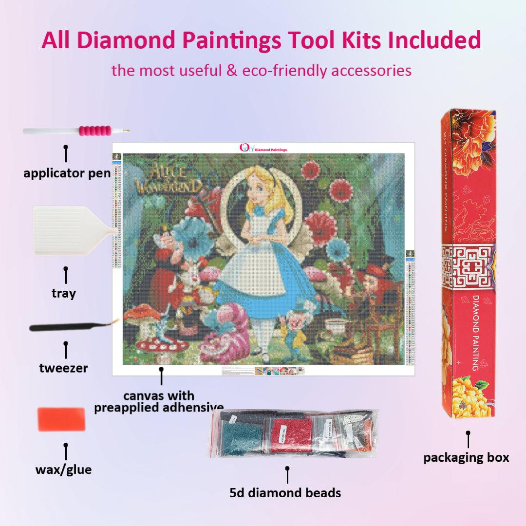 Diamond Painting DIY Kit,Full Drill, 40x30cm- Alice in Wonderland