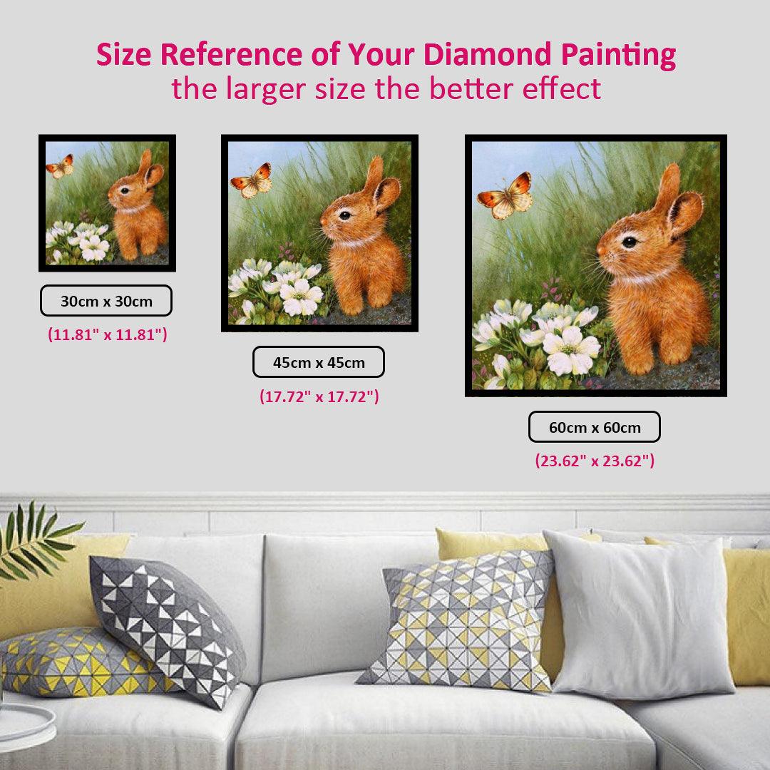 Rabbits Attracted by the Butterfly Diamond Painting