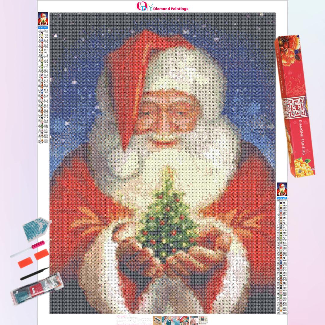 Santa Claus with Small Christmas Tree on Hand Diamond Painting