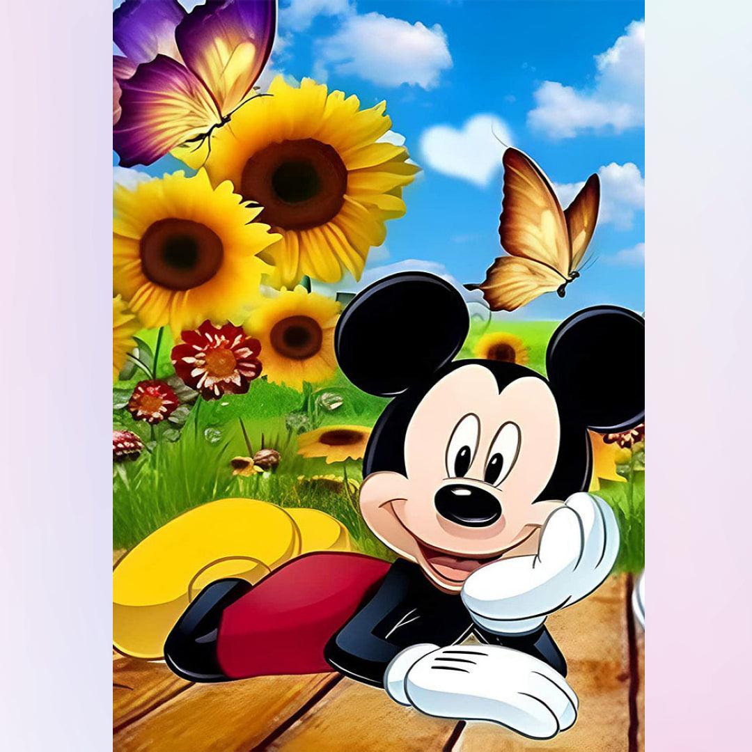 Mickey Mouse with Sunflowers Diamond Painting