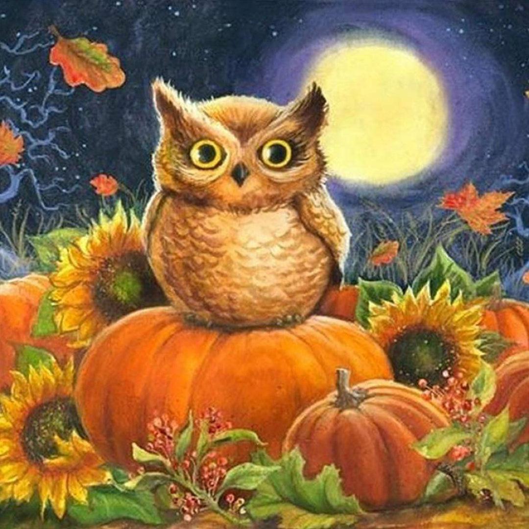 Pumpkin Keeper Owl Diamond Painting