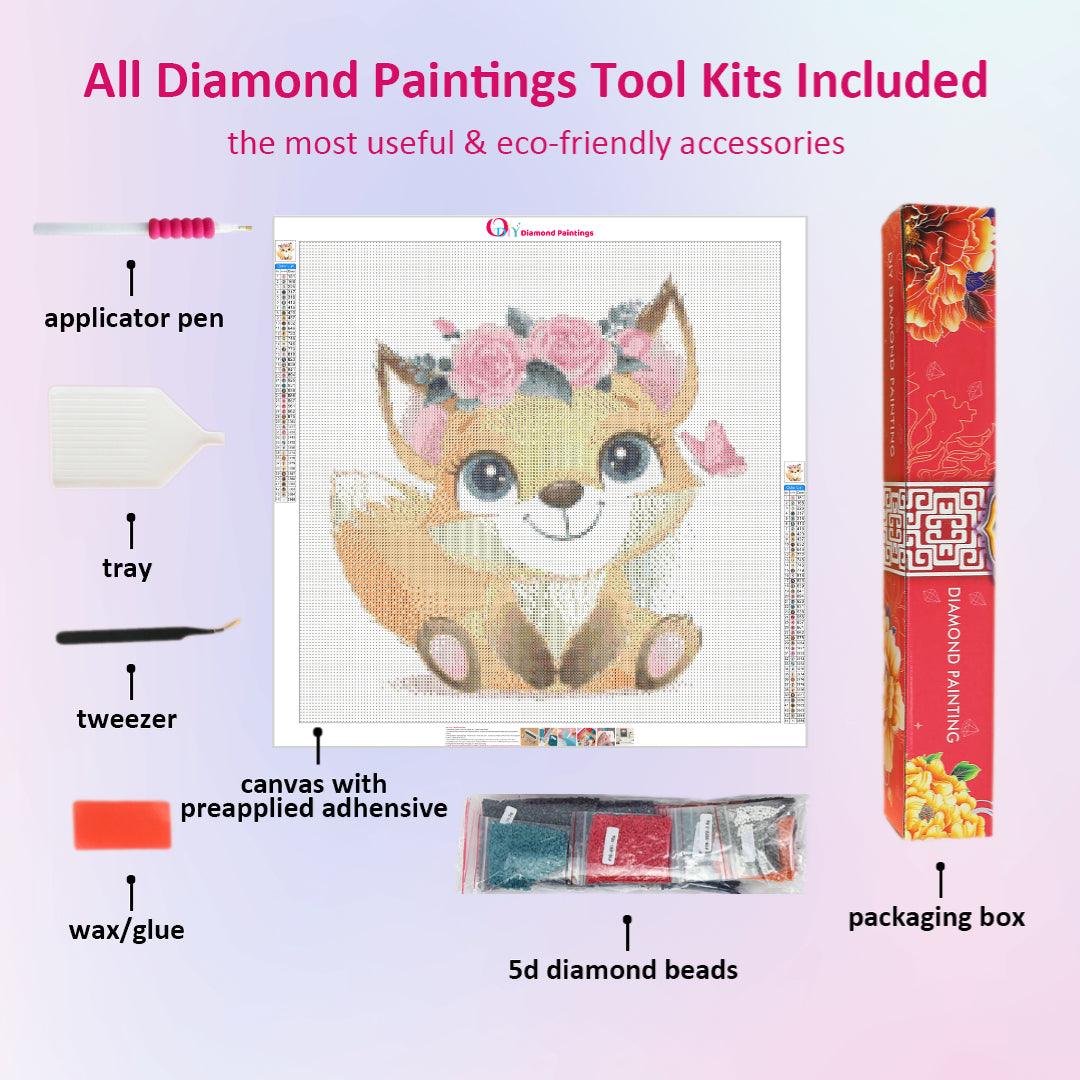 Cute Fox with Rose Crown Diamond Painting