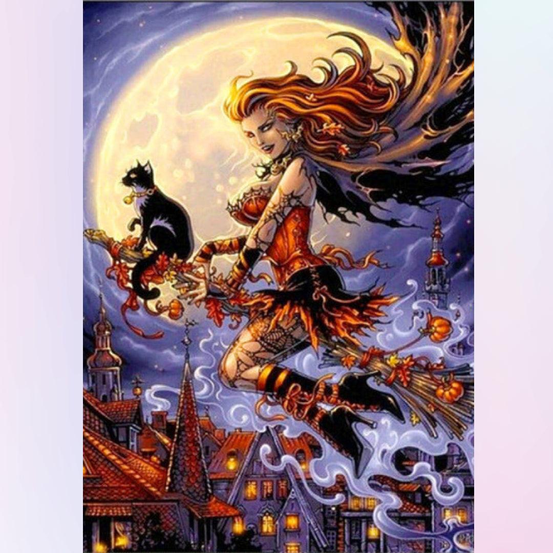 Witch on the Broomstick Diamond Painting