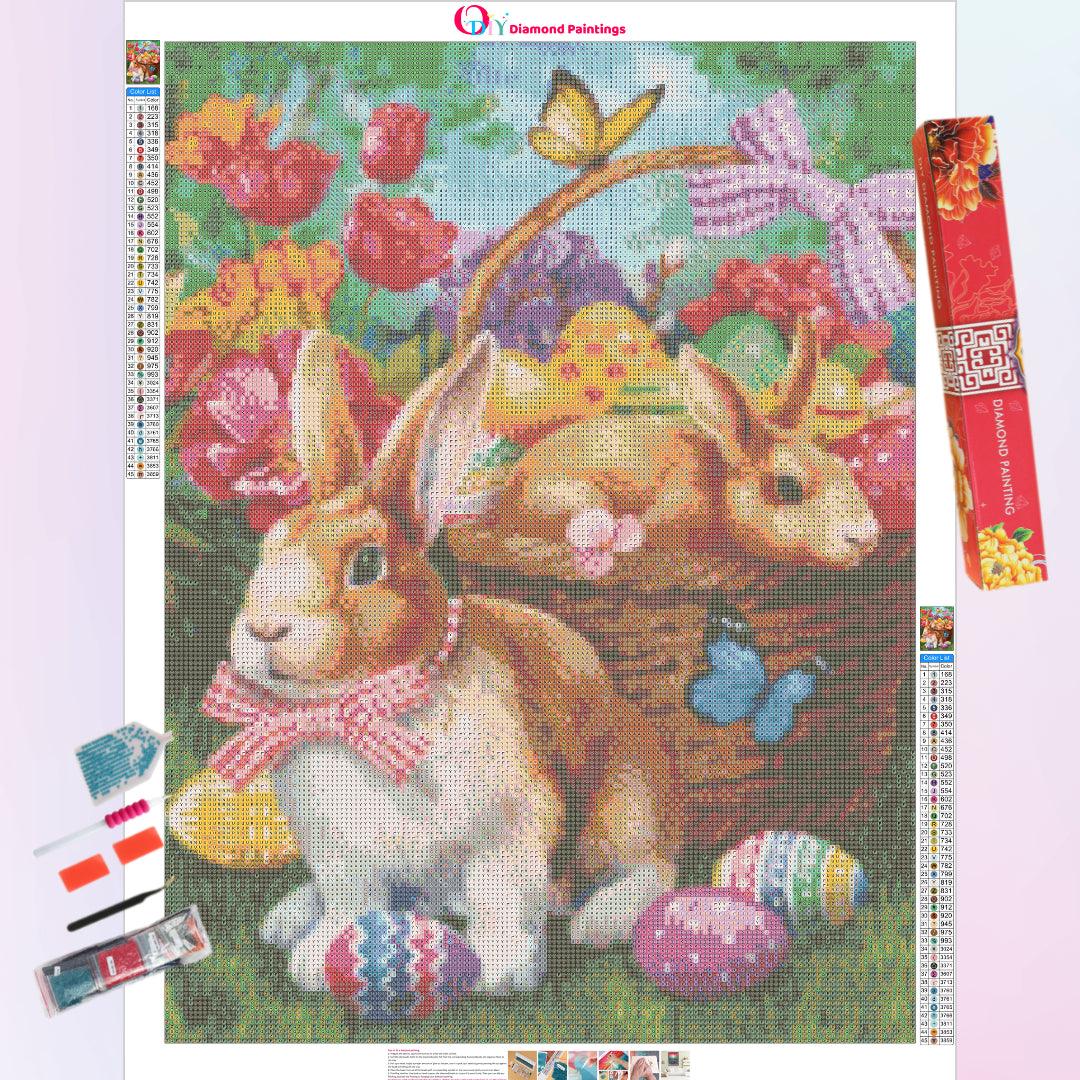 Rabbit with A Basket Easter Eggs Diamond Painting