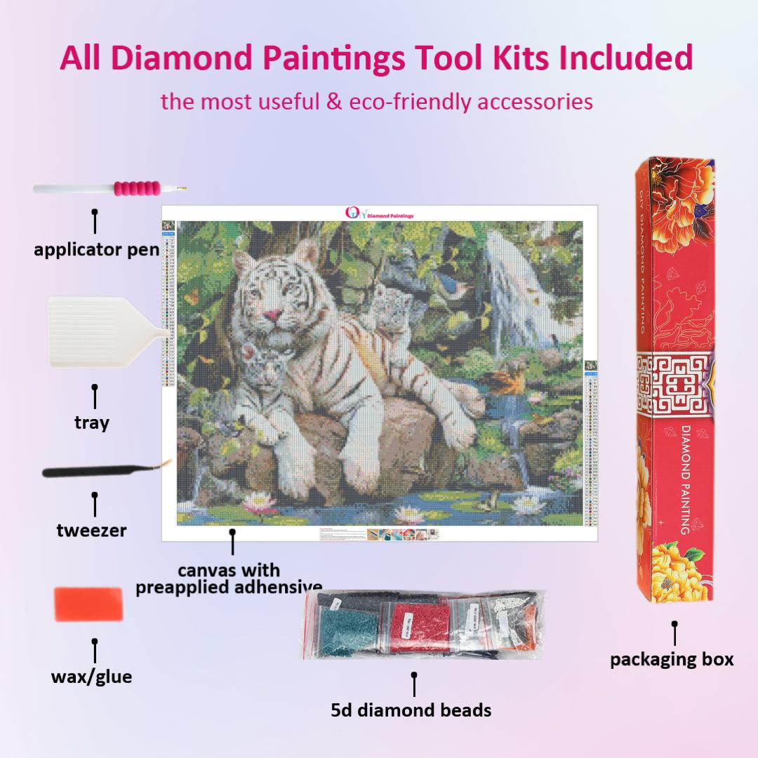 Tigers Rest be the Lotus Pond Diamond Painting