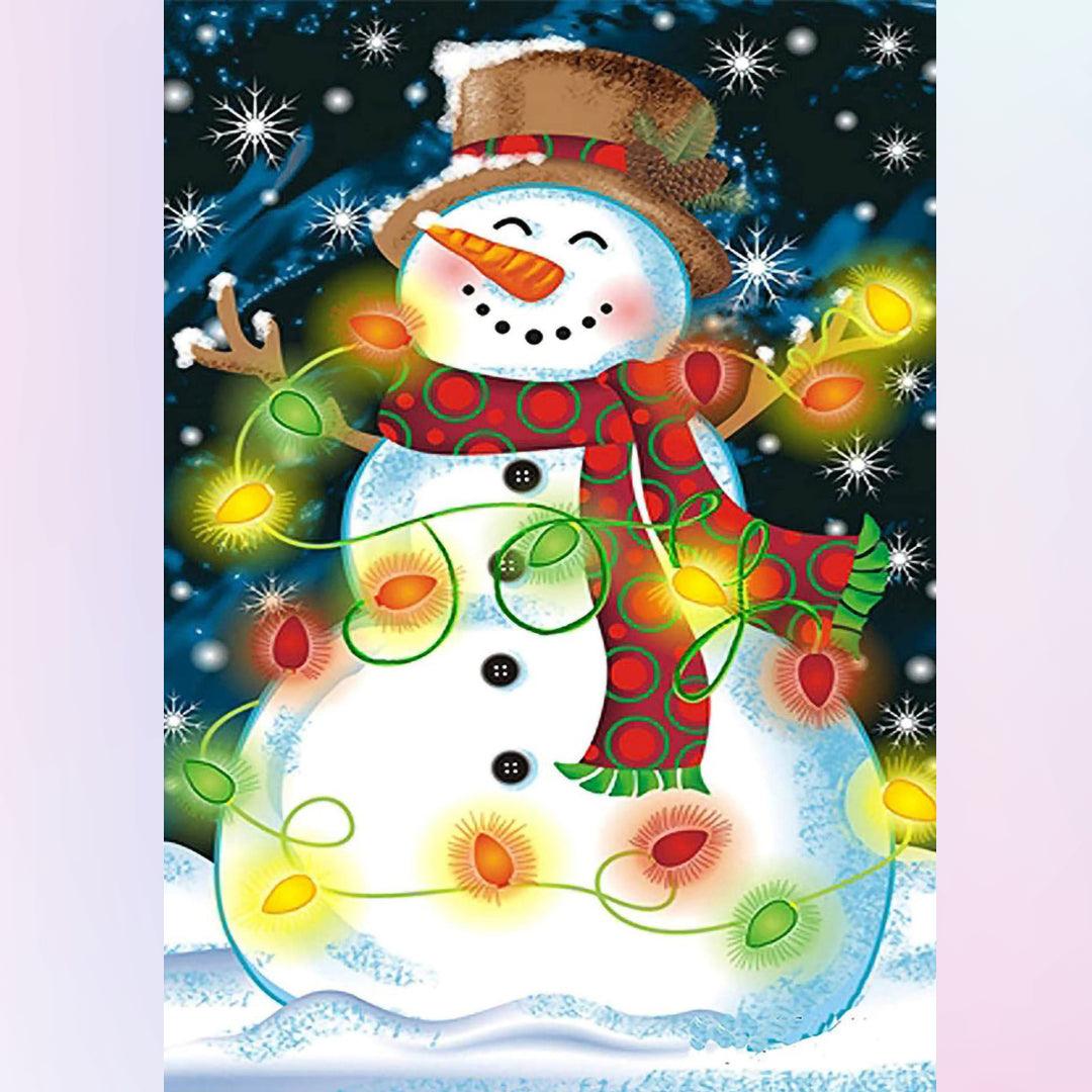 Snowman Happy Dancing with Shinning Lights Diamond Painting