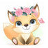 Cute Fox with Rose Crown Diamond Painting