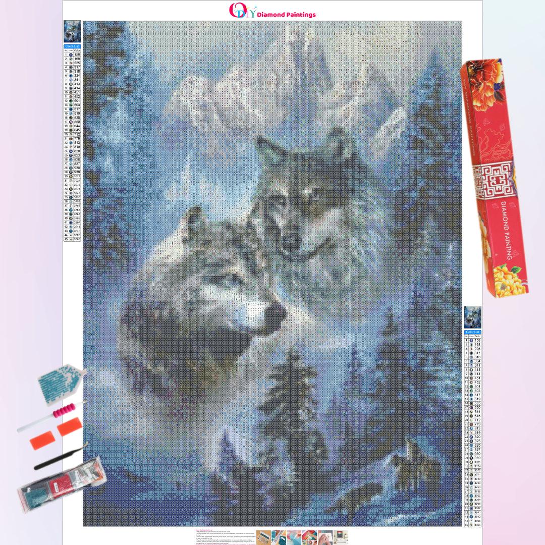 Wolf in the Snow Mountain Diamond Painting