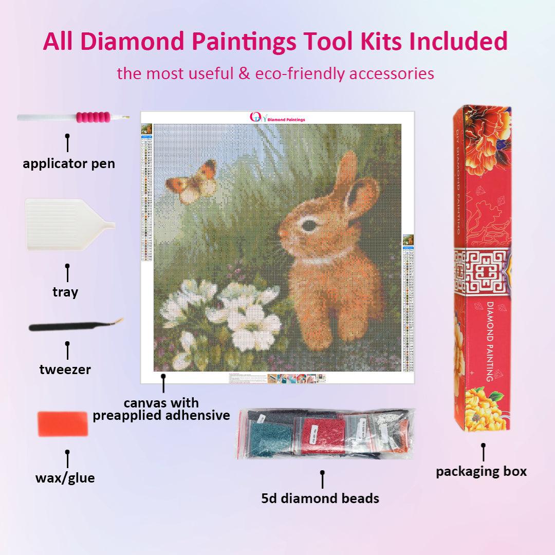 Rabbits Attracted by the Butterfly Diamond Painting