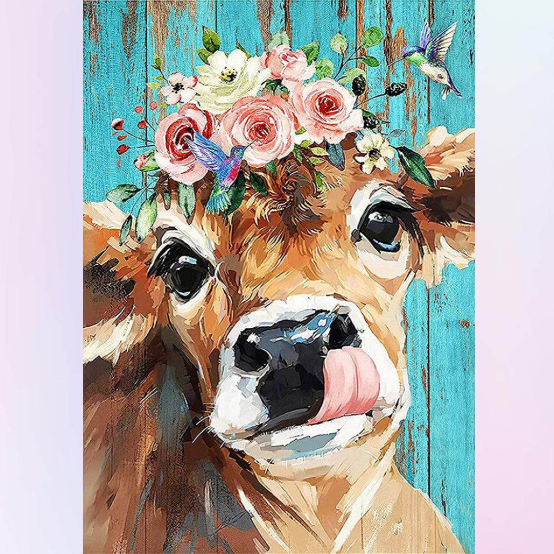 Cow with Rose Crown Diamond Painting