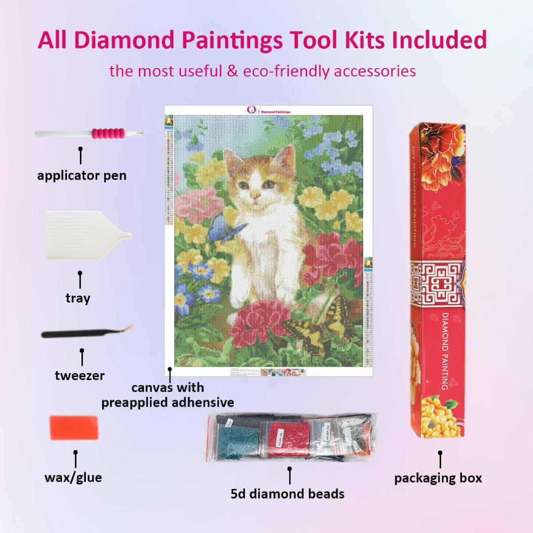 Cute Cat in Flowers Diamond Painting