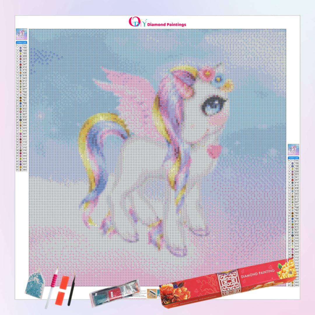 Beautiful Unicorn with Rainbow Mane & Tail Diamond Painting