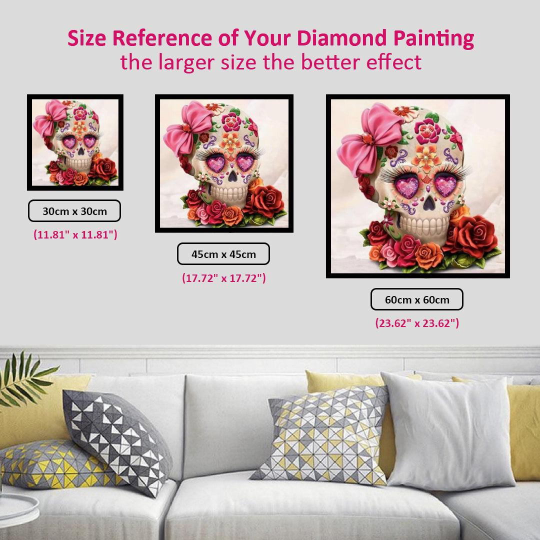 Elegant Skull with Fancy Flowers & Diamonds Diamond Painting