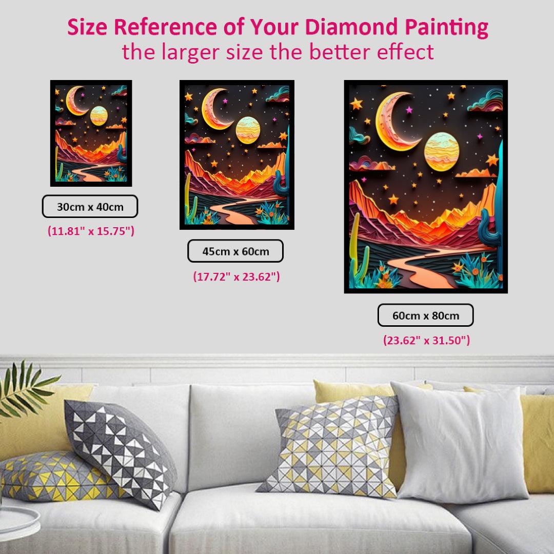 Night View of Cartoon Mountain Diamond Painting