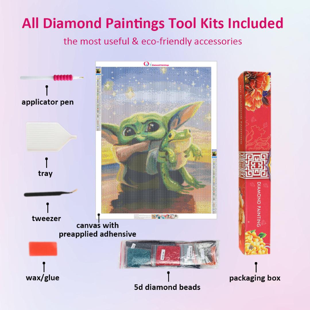 Baby Yoda Catching Frog Diamond Painting