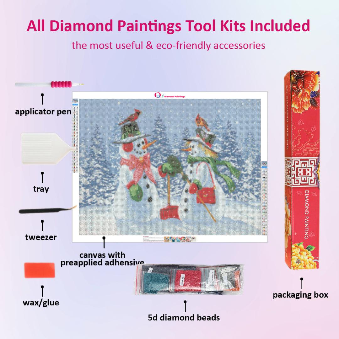 Snowman Sweeping Snow Diamond Painting