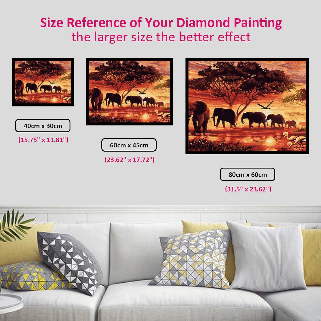 Elephants at Sunset Diamond Painting