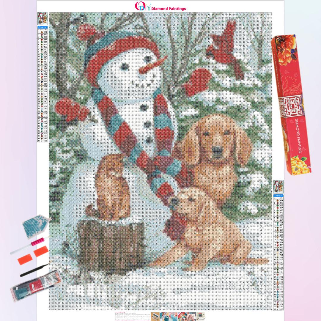 Cute Snowman with Friends Diamond Painting