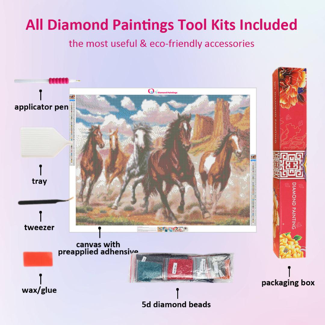 Horses Galloping In the Wilderness Diamond Painting