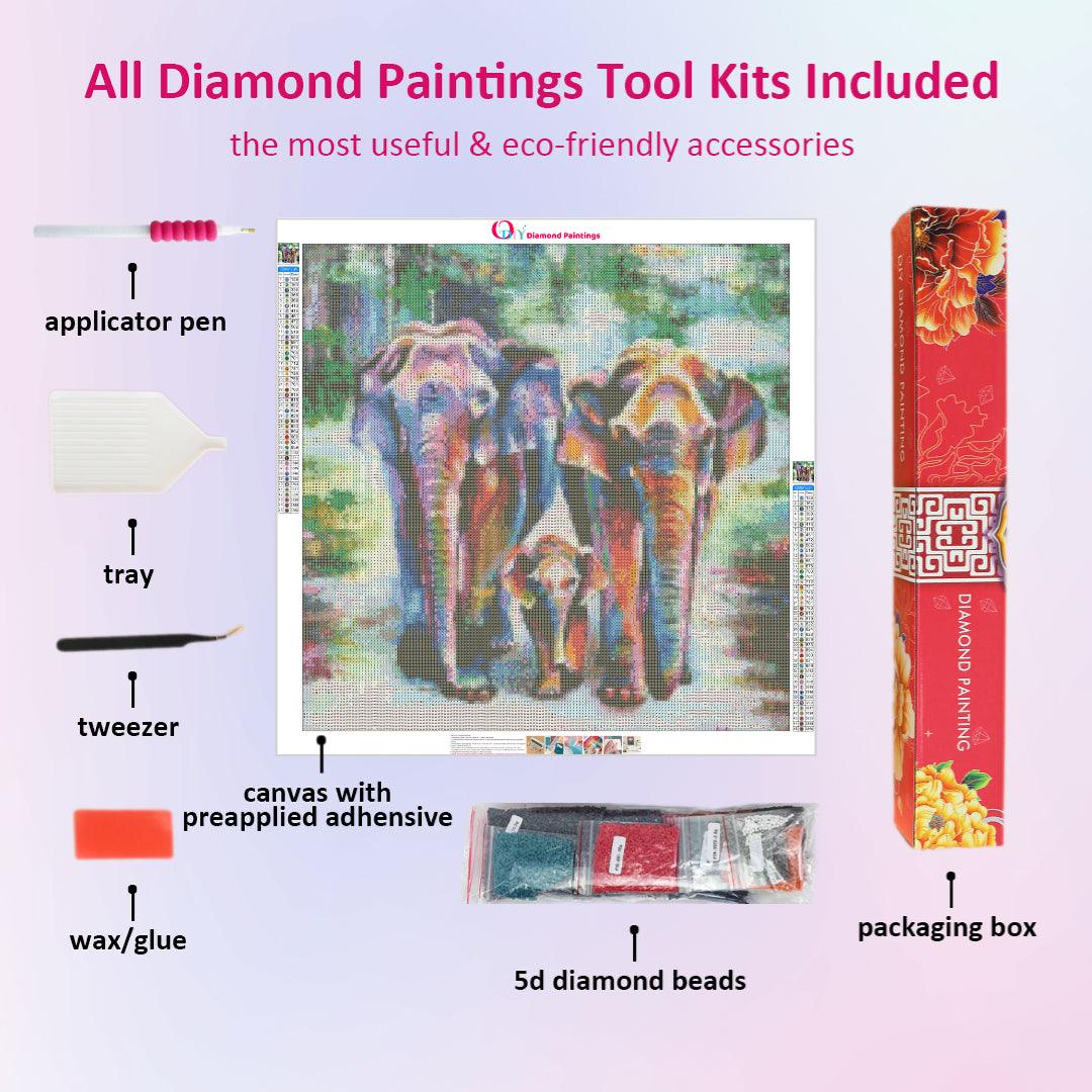 Elephants in the Rainbow Forest Diamond Painting