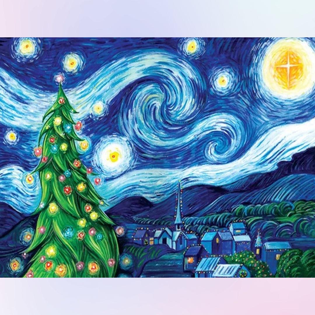 Christmas Tree in the Starry Night Diamond Painting
