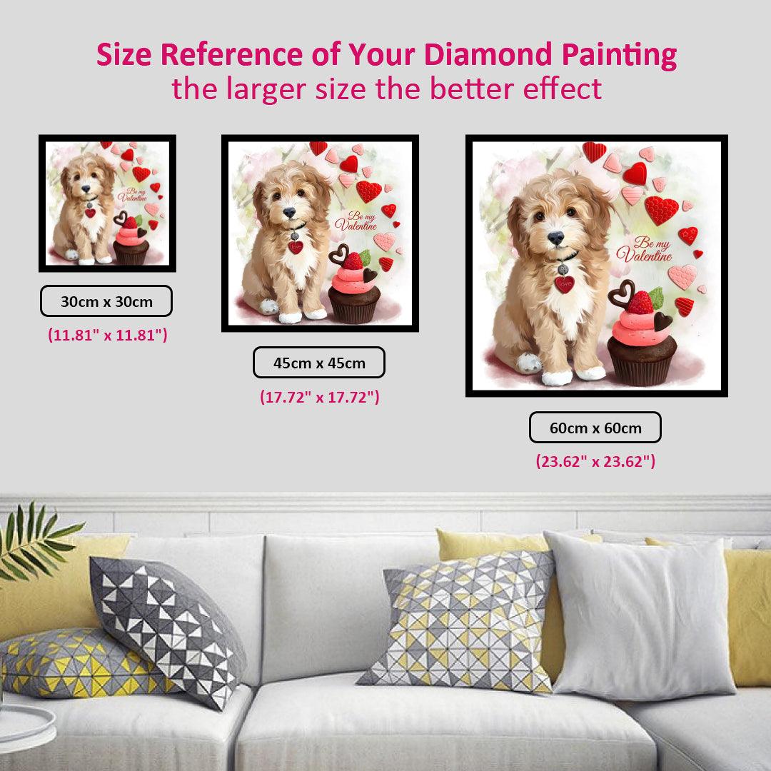 Dog in Valentine's Day Diamond Painting