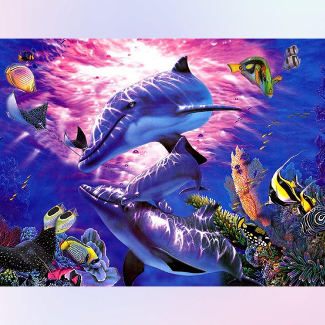 Dolphin Dive into the Deep Sea Diamond Painting