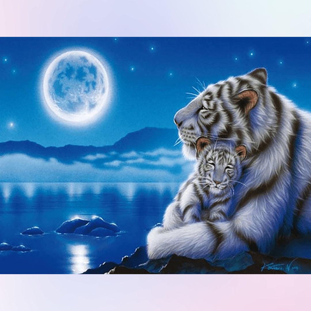 Tigers Enjoy the Moonlight Diamond Painting