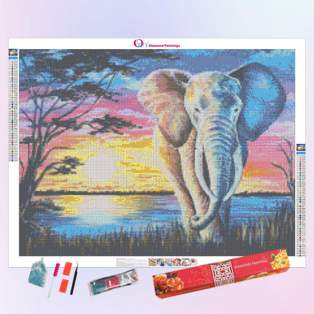 Elephant in the Sunset Diamond Painting