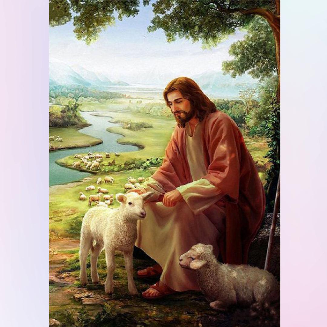 Jesus Taking Care of the Lambs Diamond Painting