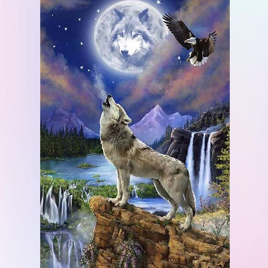 Wolf Howling at the Moon Diamond Painting