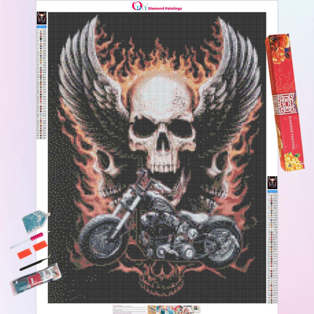 The Violent Skull Awakened by A Modern Heavy Motorcycle Diamond Painting
