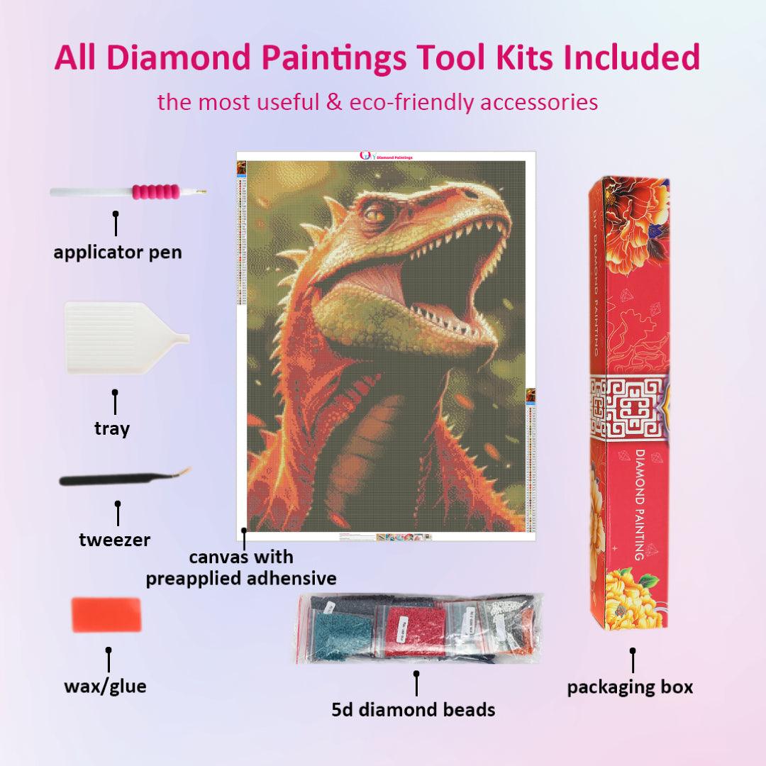 Red Dinosaur in the Jurassic Park Diamond Painting